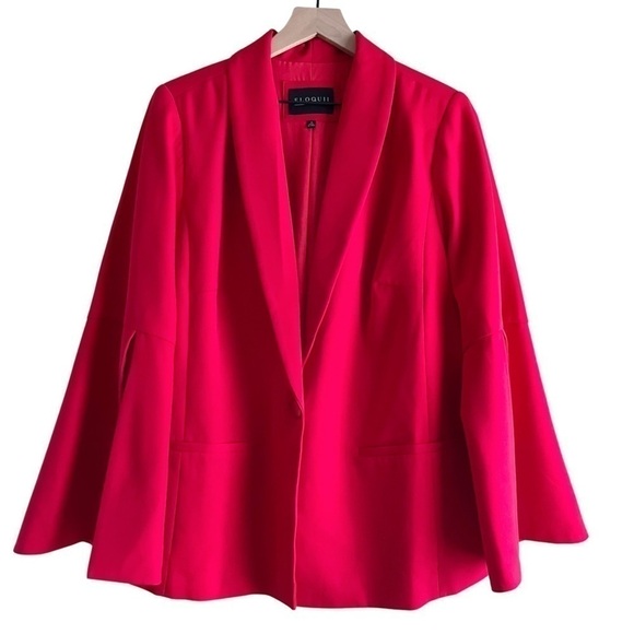 Eloquii Slit Sleeve Button Front Blazer in Red, Size 18 - Picture 1 of 13
